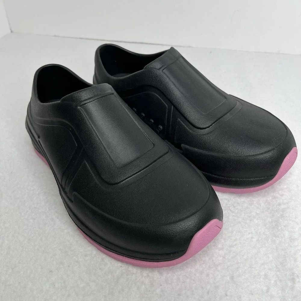 Gales Shoes Mens 5 Womens 7 Black/Pink Comfort Nursing Slip Resistant Slides